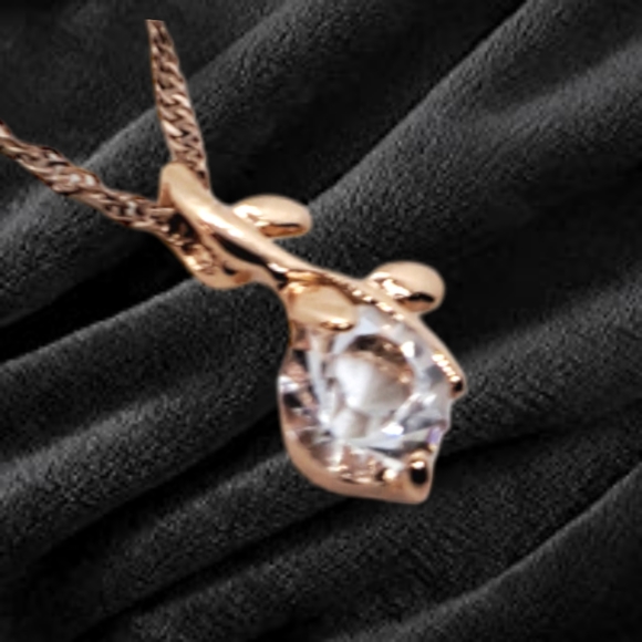 ✓🎄10/$20. Rose Gold Tone Necklace and Earrings Set with Clear Stones - Picture 4 of 4